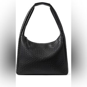 Black Woven vegan Leather Women's Bag